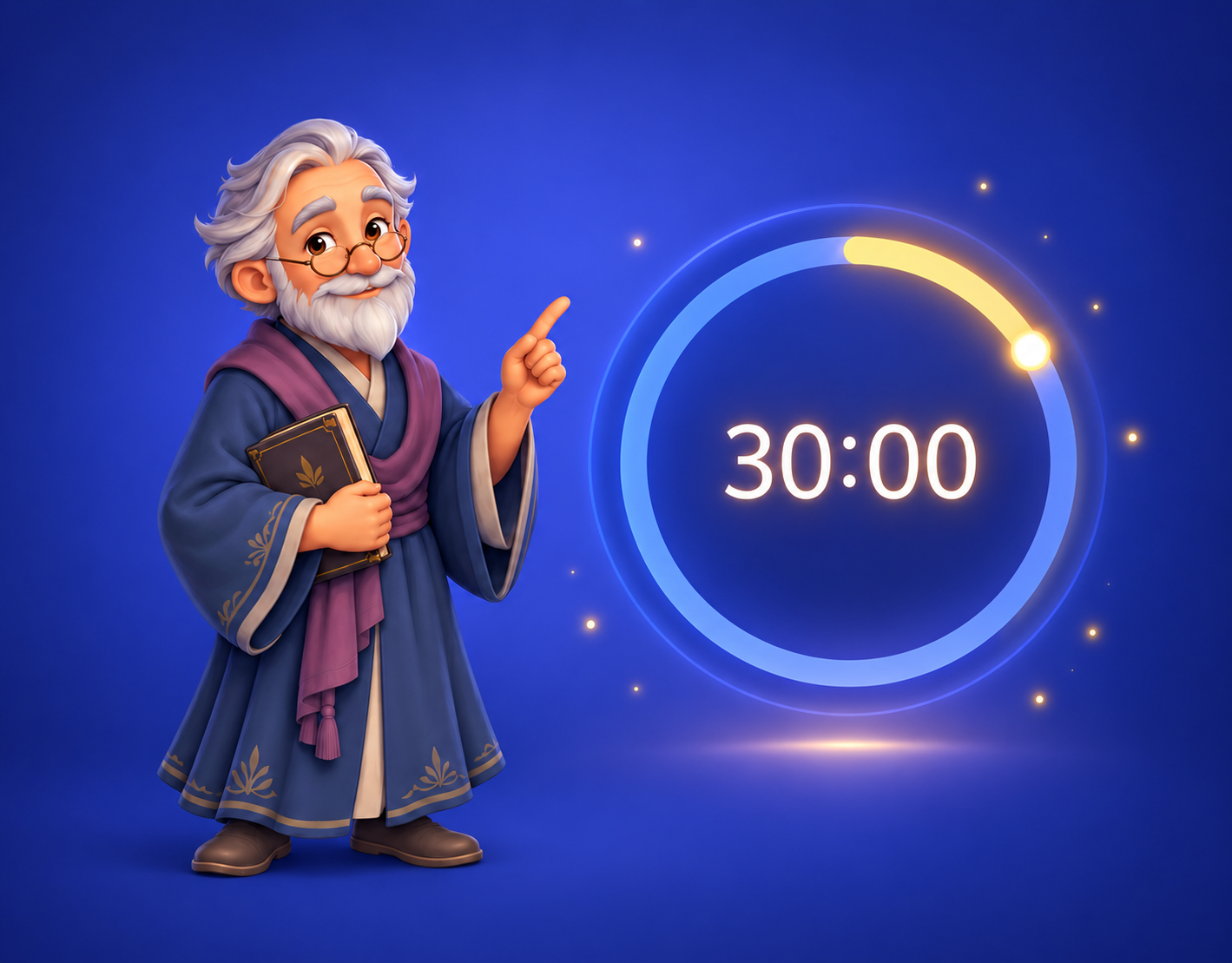 Focusmania mentor introducing a circular focus countdown